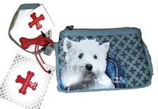  My Westie Wristlet Wallet, Blue & Silver, New.
