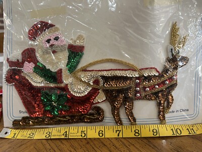 I Love Christmas Sequin Patches - 2.75x1.75 Inch Multi-Color Holiday Appliques For DIY Crafts