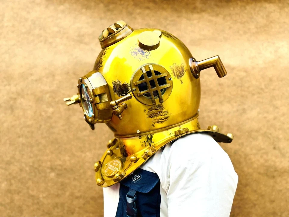 Casco de buceo náutico de 18" en alta mar de la Marina de los Estados Unidos Mark V comando de buceo casco de buceo Foto 3 de 4