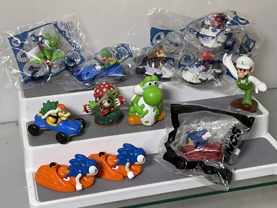 McDonalds Nintendo Mario Kart 2014 Happy Meal Toy Lot Luigi, DK, Mario & Sonic