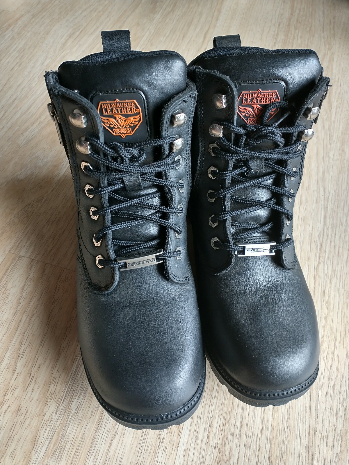 NWoB MILWAUKEE LEATHER MBL9320 Women Combat Boot Waterproof Lace Zip Black US9.5