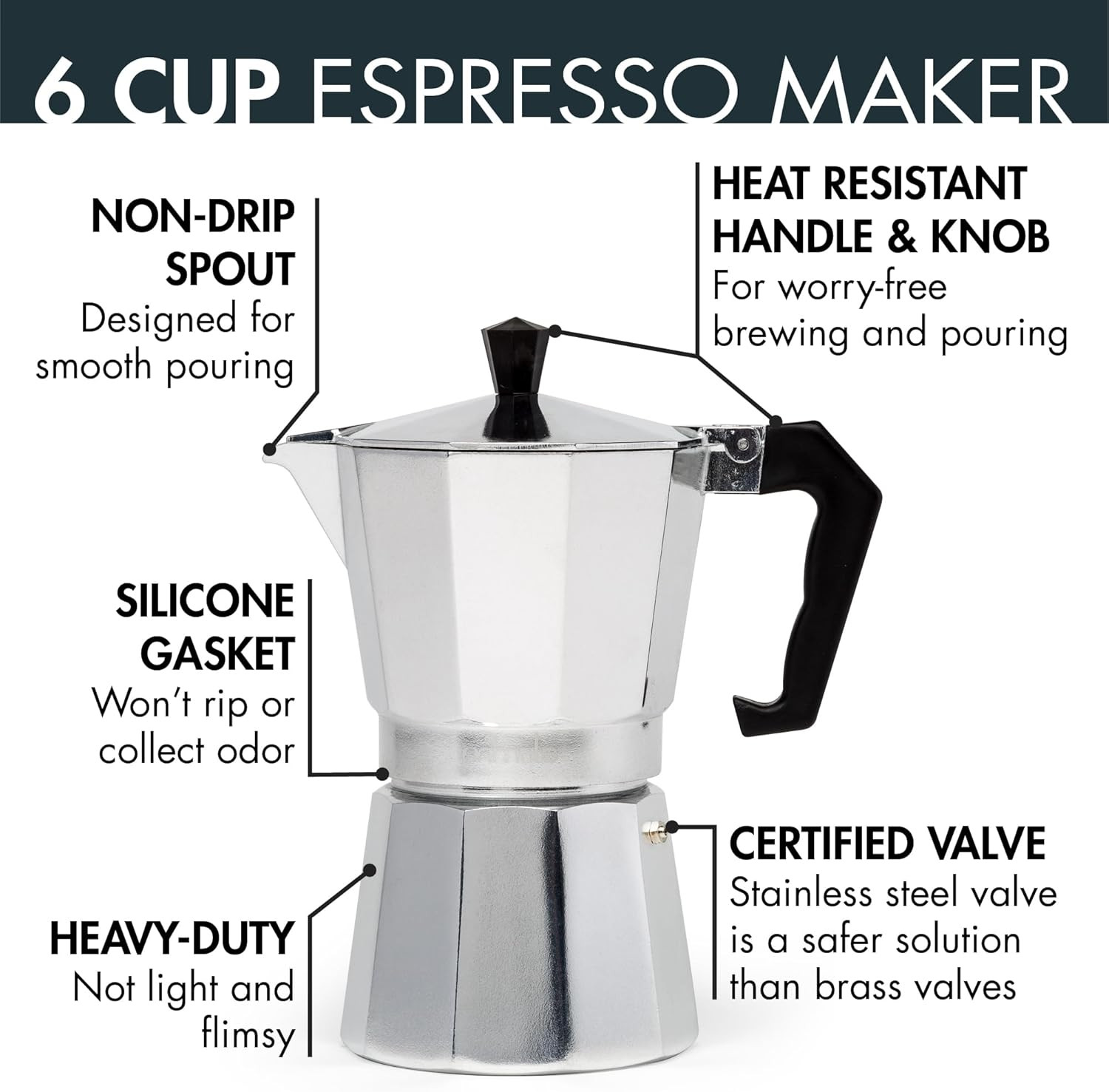 Primula Classic Stovetop Espresso and Coffee Maker, Moka Pot for Italian and Cub
