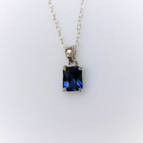 Certified Natural Blue Sapphire Sterling Silver Neckless Handmade Gift Free Ship - Picture 1 of 3