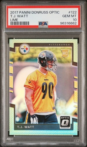 2017 Donruss Optic TJ Watt Lime Rookie RC PSA 10 Low Pop Pittsburgh Steelers - Picture 1 of 3