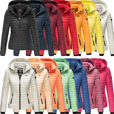 Marikoo Samtpfote Damen Jacke Steppjacke Frühling Übergangsjacke gesteppt Kapuze - Bild 1 von 4