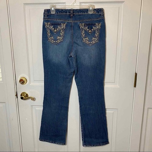 Code Bleu Jeans Womens Size 10 bootcut Distressed Embellished Andrea 30” waist - Picture 3 of 11