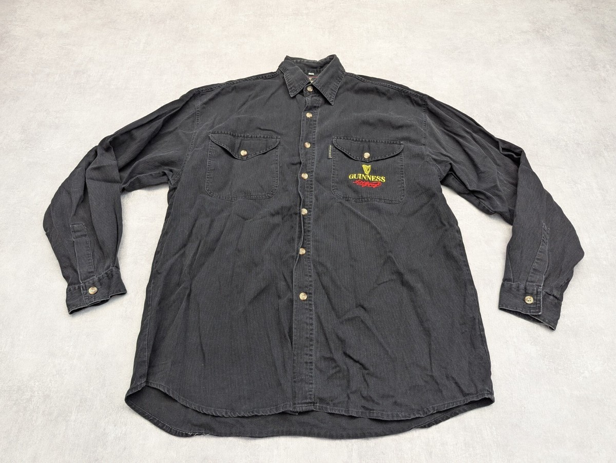Guinness Shirt Mens Large Corduroy Look Utility Workwear Button Up