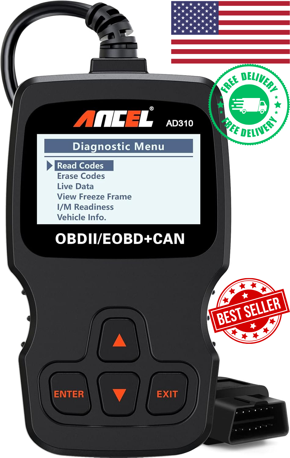 ANCEL AD310 Classic Enhanced Universal OBD II Scanner Car Engine Fault Code Read-image