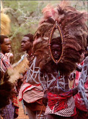 1987 Vintage Print Maasai Moran Warrior Body Paint Parade Portrait Africa Masai