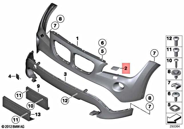 Genuine BMW X1 E84 X1 16d Set Trim Headlight Washer System Primed 