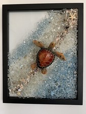 nautical crushed glass epoxy resin turle art