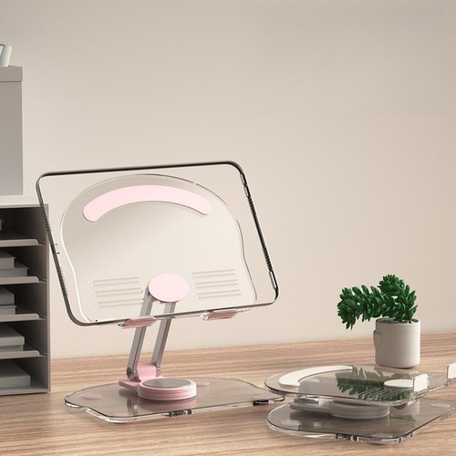 Acrylic Tablet Stand Desktop Foldable Holder 360° Rotation Base Clear Bracket rr - Picture 7 of 7