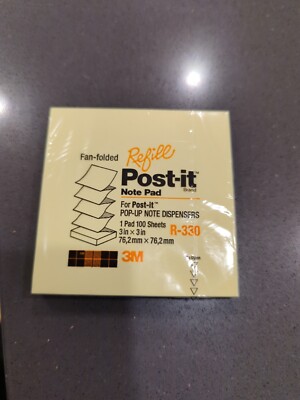 Post-it Notes ( 1 Pad, 3'' x 3'', 100 Sheets) Fan folded 