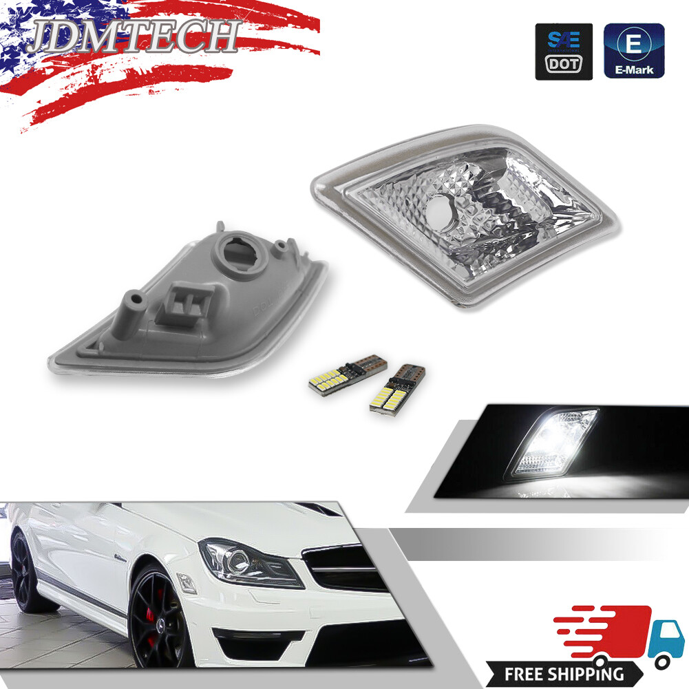 Canbus Clear Lens White LED Side Marker Lights For Mercedes Benz