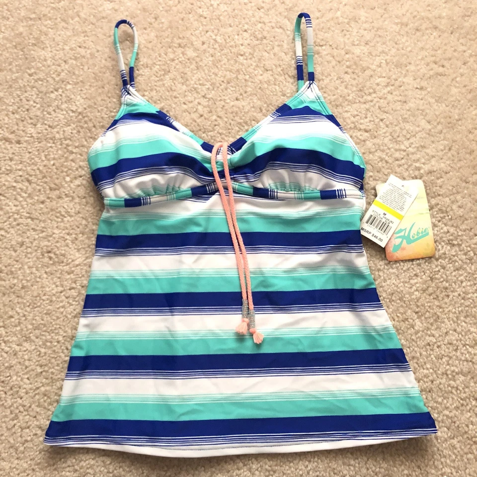 NUEVO Conjunto de Traje de Baño Hobie Para Mujer Talla Mediana Tankini Top Corbata Lateral Niño Parte Inferior Corta Foto 2 de 4