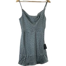 NWT Lulus Satin Mini Dress Size L Gray Polka Dot