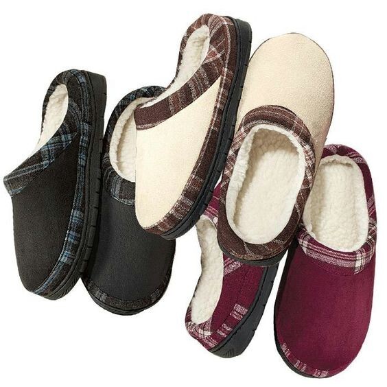 SAOLA Pantofole invernali da donna design a quadri SOLO BEIGE taglia small (5 6)