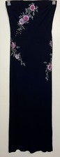 Rimini Women’s Black Floral Beaded Maxi Evening Party Strapless Dress Size 12