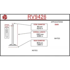 ITM Engine Components RV9426 Engine Intake Valve For Select 87-91 BMW Models