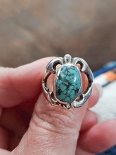 Vintage Sterling Silver Turquoise Ring Southwestern Artisan Made Sz 6 Navajo