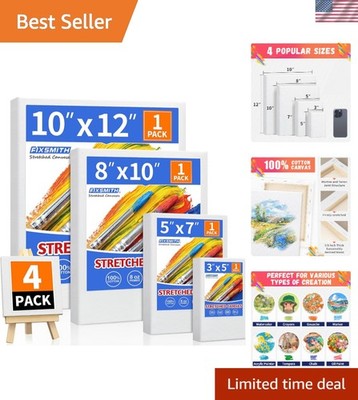 Artisan Quality Stretched Canvases, Pre-Primed, 4-Piece Set for Art Enthusiasts