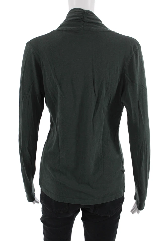Lilla P Women Basic Jersey Top Green Pima Cotton Long Sleeve Solid Fall Size L - Image 3 of 4