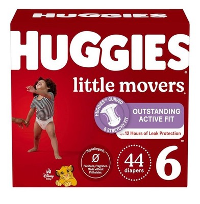 Huggies Little Movers Size 6 Diapers 44 Count Leak Free Toddler Diapers
