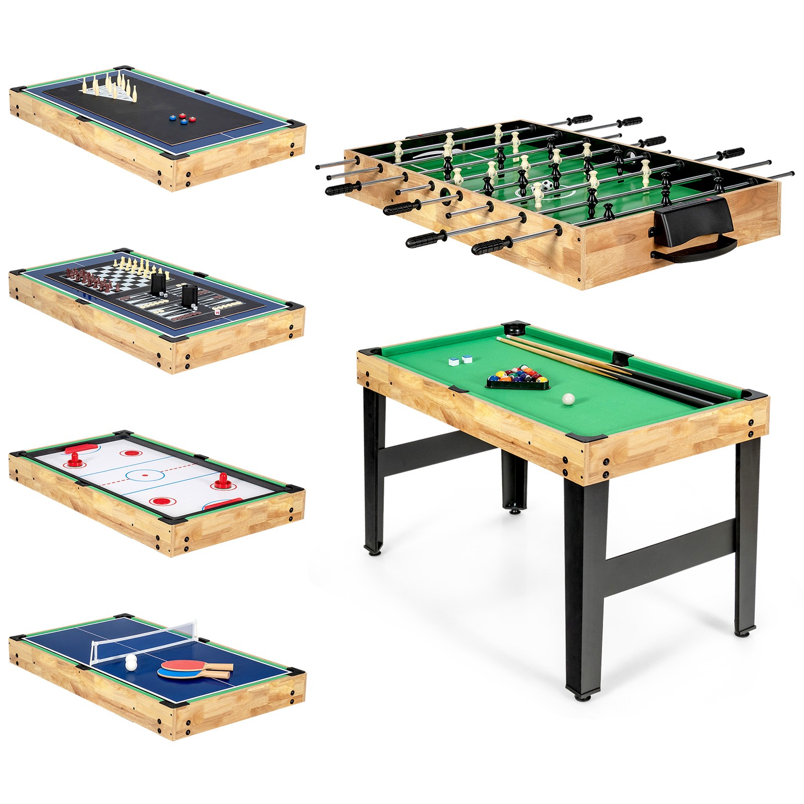 10-in-1 Combo Game Table Set Multi Game Table for Game Room,