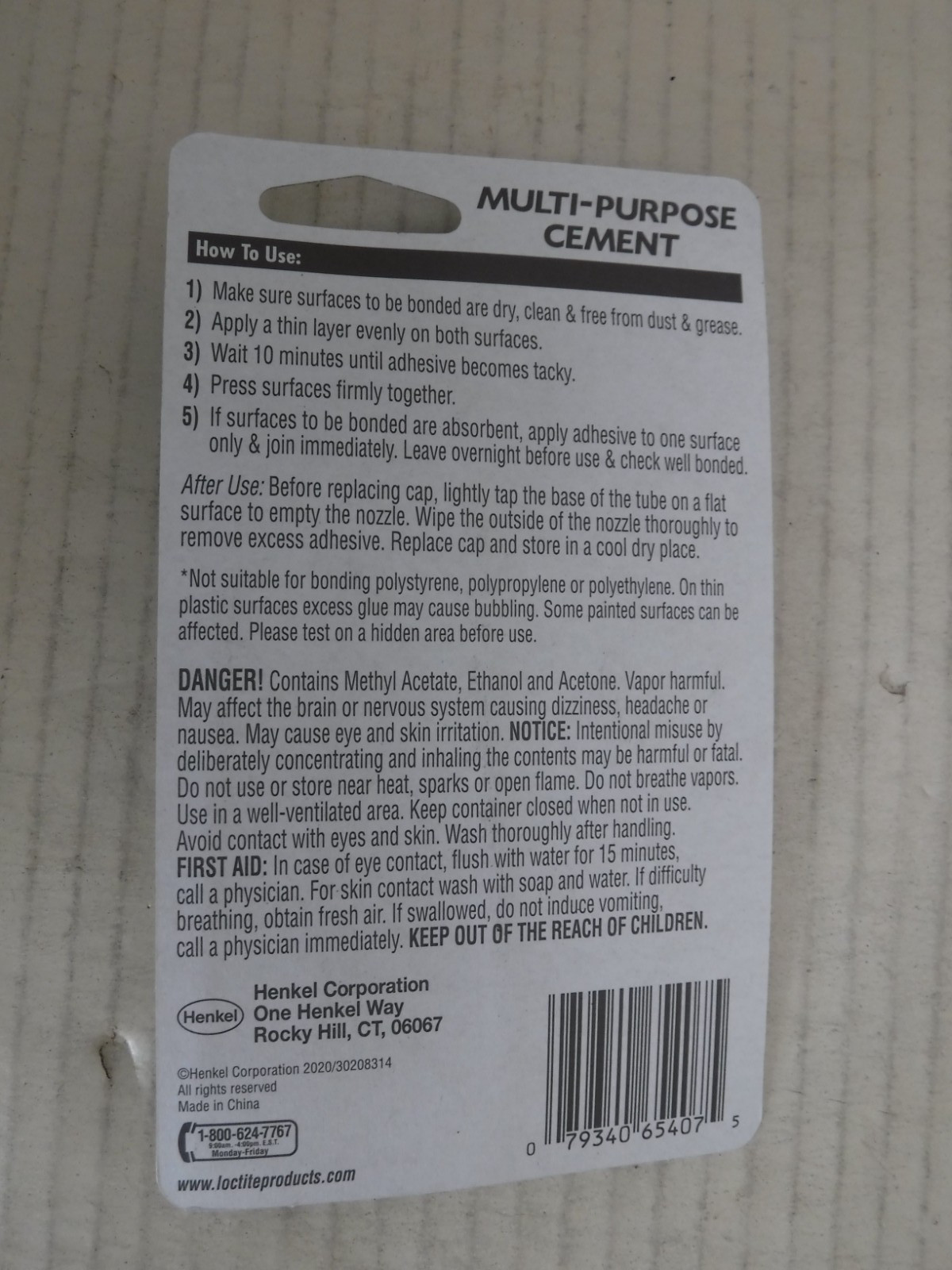 ( 4 )  0.5 FL oz Multi-Purpose Cement Adhesive for Common Household Repairs