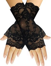 monochef Women Short Lace Gloves Sunblock Fingerless Bridal Wrist Gloves Opera E