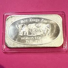 1 oz 1916 1973 San Diego Zoo World’s Largest .999 Fine Silver Bar US Silver Corp