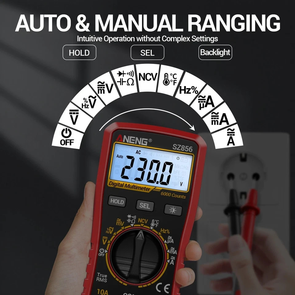 ANENG SZ856 Digital Multimeter 6000 Counts Auto Range AC DC Voltage Tester - second product detail image