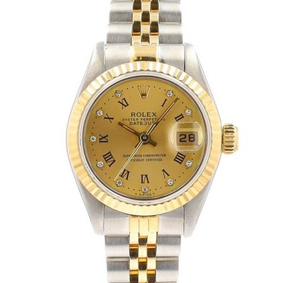 Rolex Datejust 69173 Two-Tone 18K Yellow Gold & SS Champagne Diamond 26mm Watch