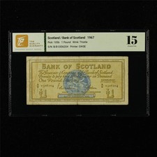 1967 Scotland Bank of Scotland 1 Pound Pick#105b