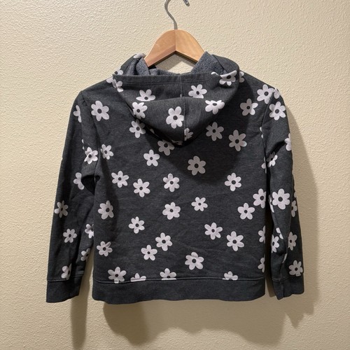 Girl’s L (10/12) Cat & Jack Dark Gray White Flowers Full Zip Hoodie - Picture 7 of 10