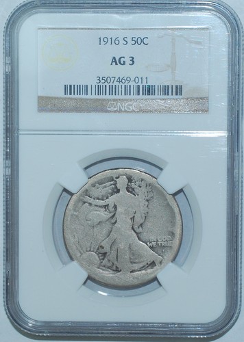 1916 S NGC AG3 Walking Liberty Half Dollar