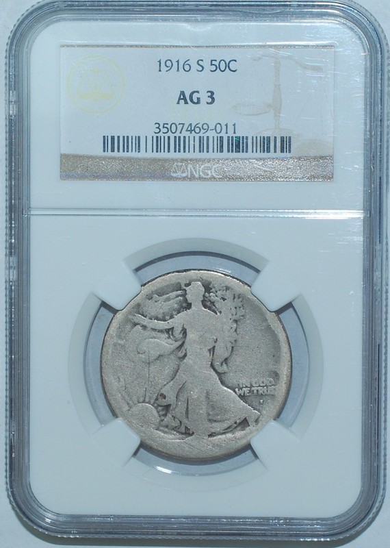1916 S NGC AG3 Walking Liberty Half Dollar