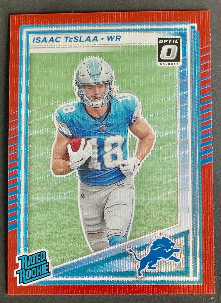 2025 Donruss Isaac Teslaa Rated Rookie Red Wave Optic Preview RC #338 Lions