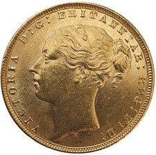 1877-M Queen Victoria Young Head Gold Sovereign