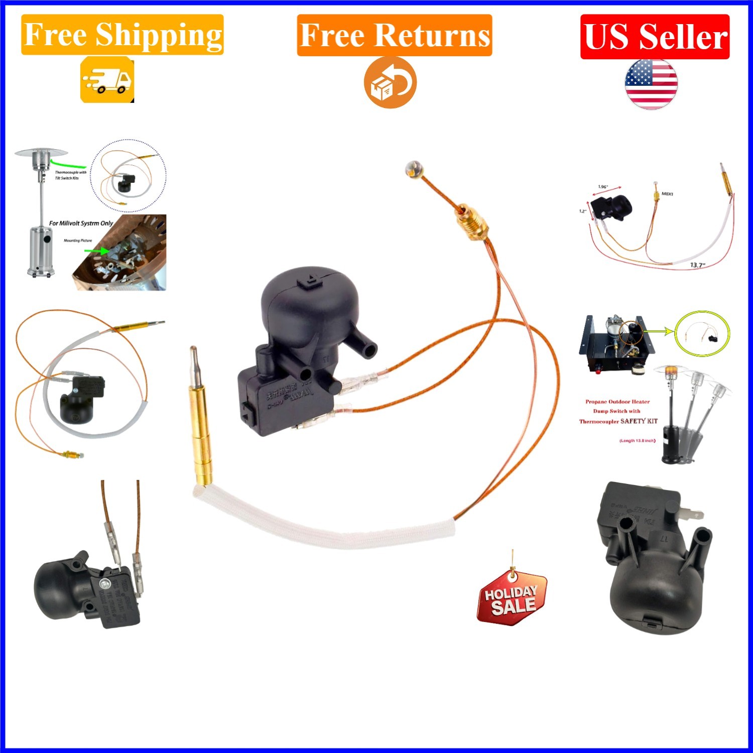 13.7" Copper Thermocouple with Tilt Switch for Patio Heaters
