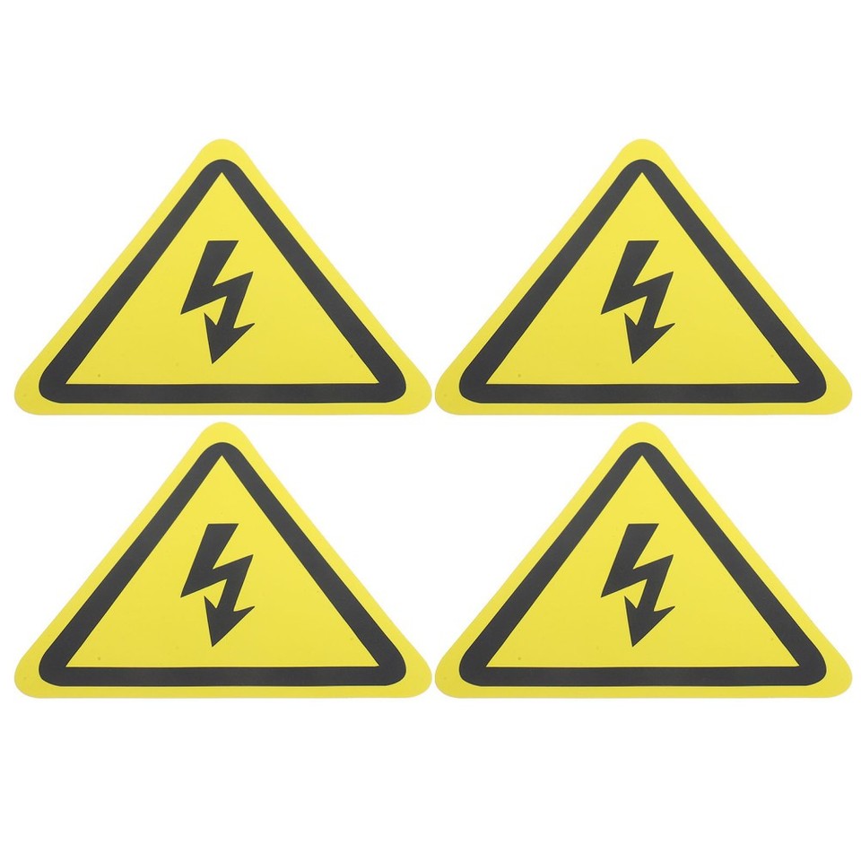 Triangular Caution Sticker High Voltage Safety Warning Stickers 4Pcs Durable PVC Triangle Signs ...