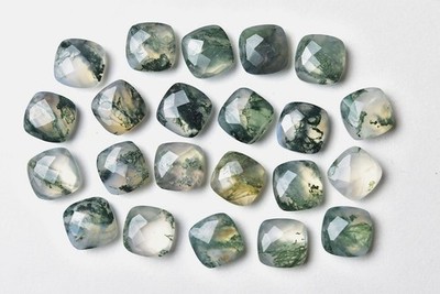 Natural Moss Tree Agate Cushion Rose Cut 6mm to 20mm Loose Gemstone