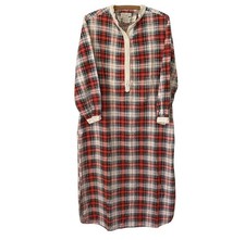 Vintage Sail Sears Roebuck Red Plaid Cotton Flannel Nightshirt Nightgown Women s