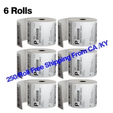 6 Rolls 250/Roll 4x6 Direct Thermal Shipping Mailing Labels - Zebra 2844 US