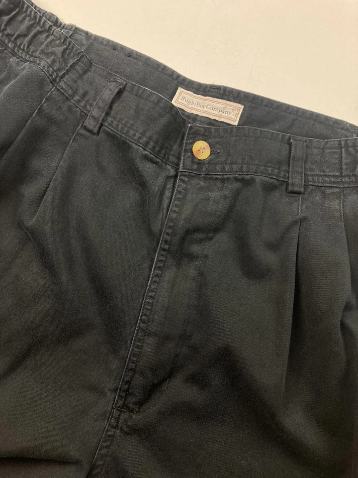 Bugle мальчика основы плиссированные Chino брюки мужчин Sz36x30 эластичный пояс черный 100% хлопок - Изображение 3 из 4