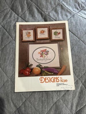 Vintage Designs by Kae Backyard Farmer Counted Cross Stitch Pattern Leaflet 1983