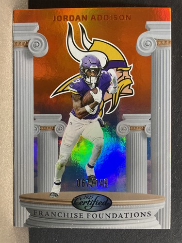 2025 Panini Certified Jordan Addison Franchise Foundations Mirror Orange /149