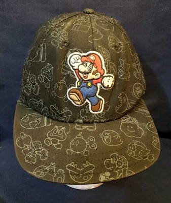 Nintendo Super Mario Brothers Villains Black Hat Cap Flex Fit Medium/Large NWOT