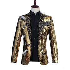 Men's Gold Purple Sequins Blazers Stylish
