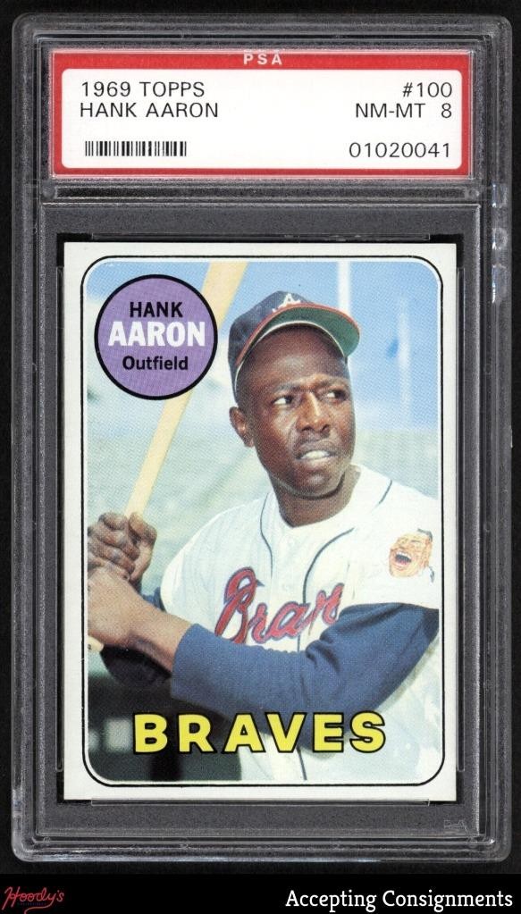 1969 Topps #100 Hank Aaron PSA 8 NM-MT Braves HOF